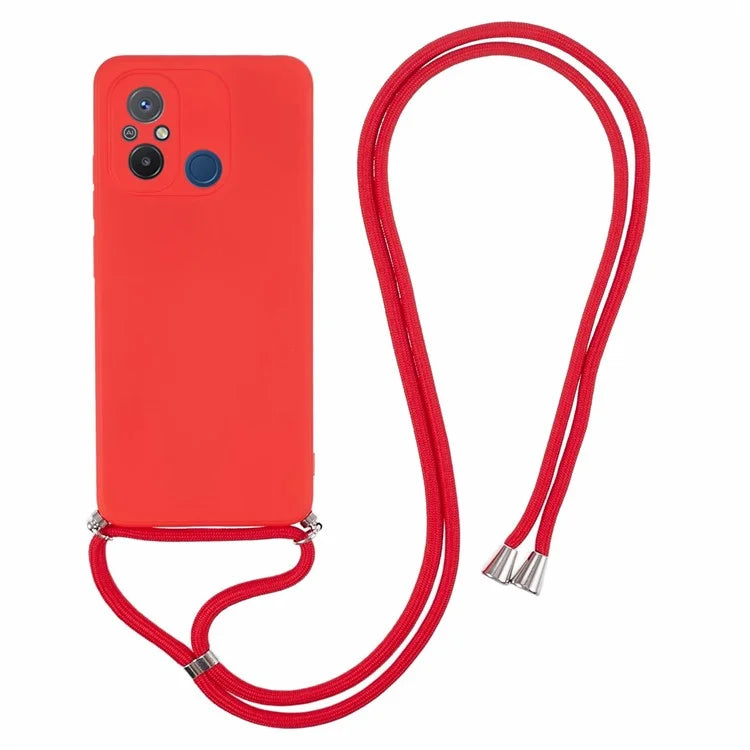 For Xiaomi Redmi 12C 4G Case Soft Fiber Lining TPU Phone Cover with Lanyard