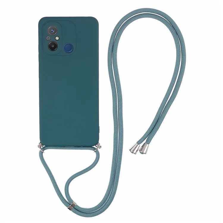 For Xiaomi Redmi 12C 4G Case Soft Fiber Lining TPU Phone Cover with Lanyard