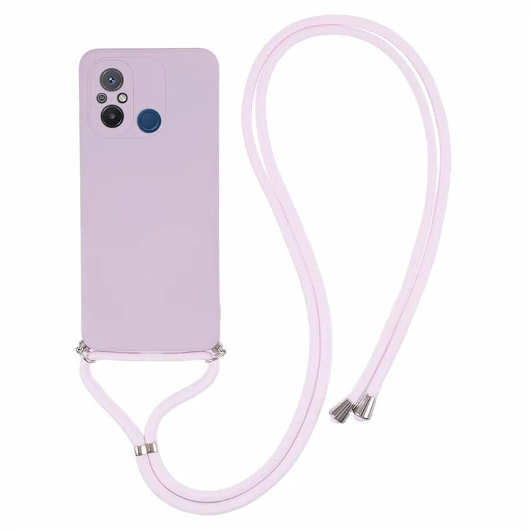 For Xiaomi Redmi 12C 4G Case Soft Fiber Lining TPU Phone Cover with Lanyard