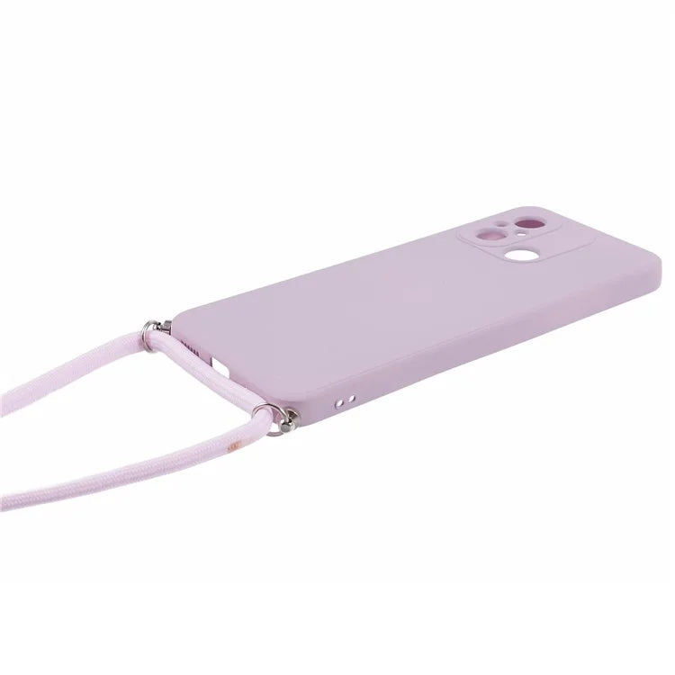 For Xiaomi Redmi 12C 4G Case Soft Fiber Lining TPU Phone Cover with Lanyard