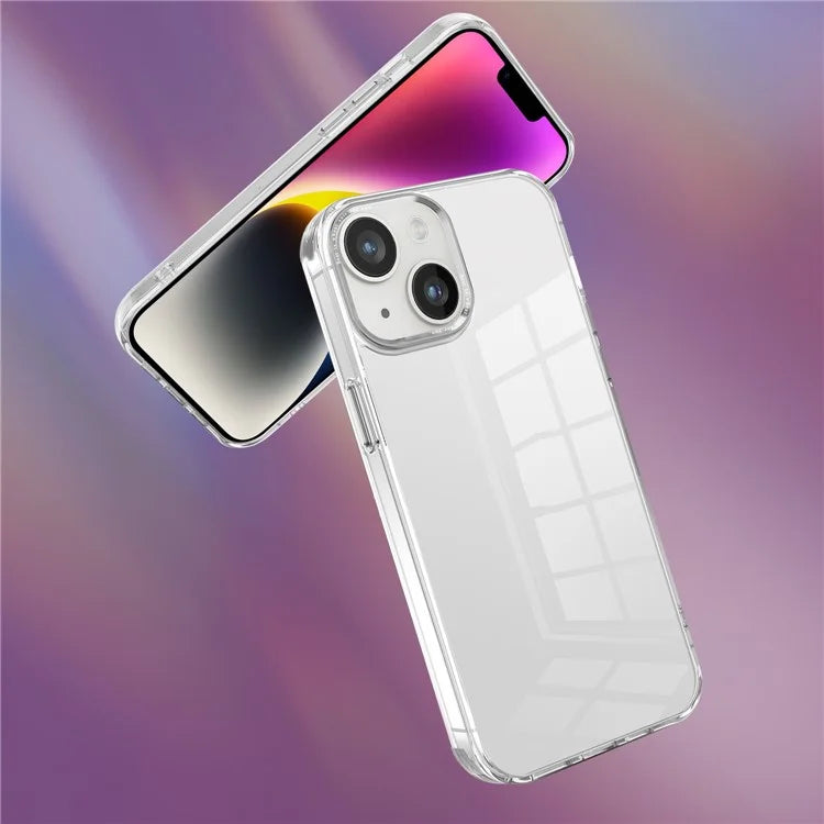 For iPhone 14 Plus Case Durable Transparent PC+TPU Mobile Phone Cover -Transparent