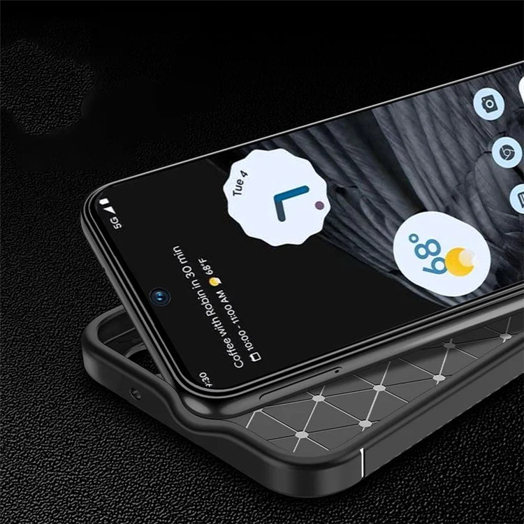 For Google Pixel 8a Case TPU Carbon Fiber Texture Shockproof Phone Cover