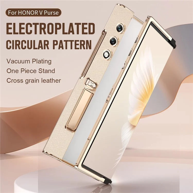 For Honor V Purse Case Kickstand Electroplating Folding Frame Phone Cover