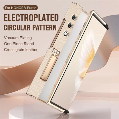 For Honor V Purse Case Kickstand Electroplating Folding Frame Phone Cover