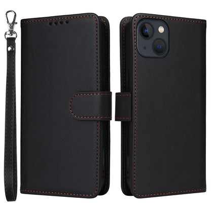 BETOPNICE 005 For iPhone 13 Case Detachable 2-in-1 Leather Cover Wallet Shell with Wrist Strap