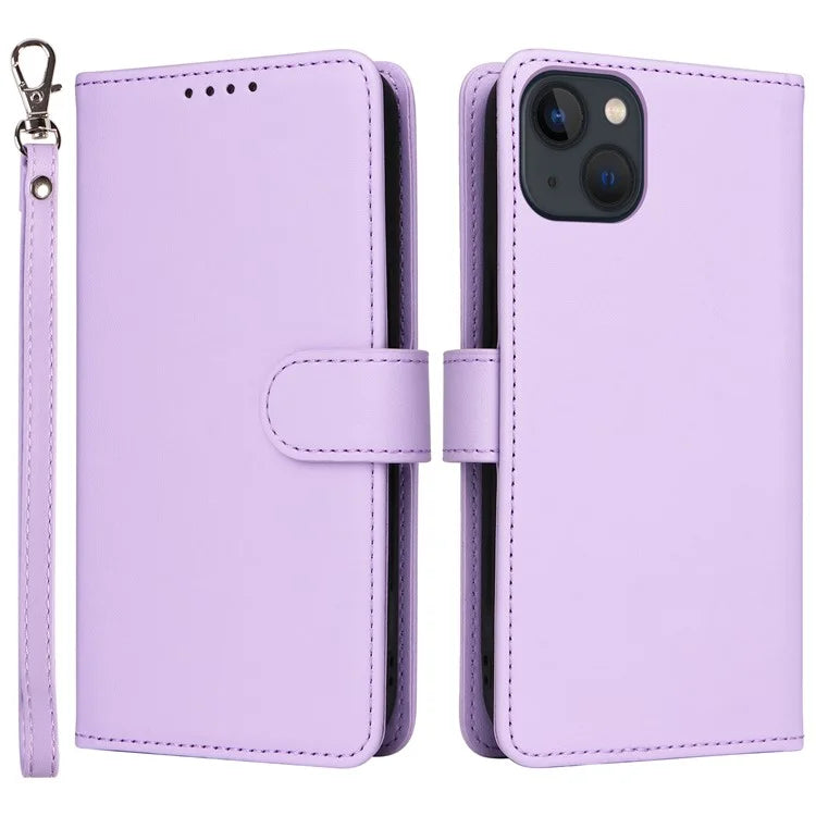 BETOPNICE 005 For iPhone 13 Case Detachable 2-in-1 Leather Cover Wallet Shell with Wrist Strap