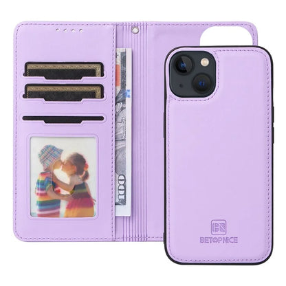 BETOPNICE 005 For iPhone 13 Case Detachable 2-in-1 Leather Cover Wallet Shell with Wrist Strap