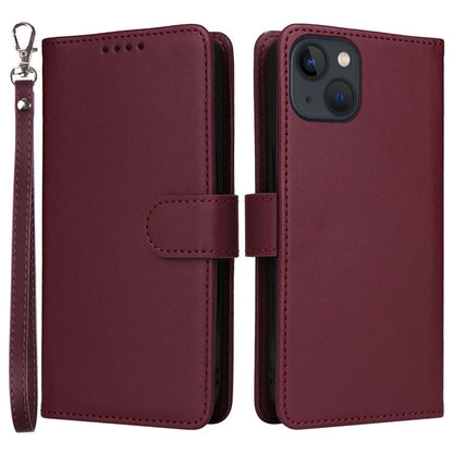 BETOPNICE 005 For iPhone 13 Case Detachable 2-in-1 Leather Cover Wallet Shell with Wrist Strap