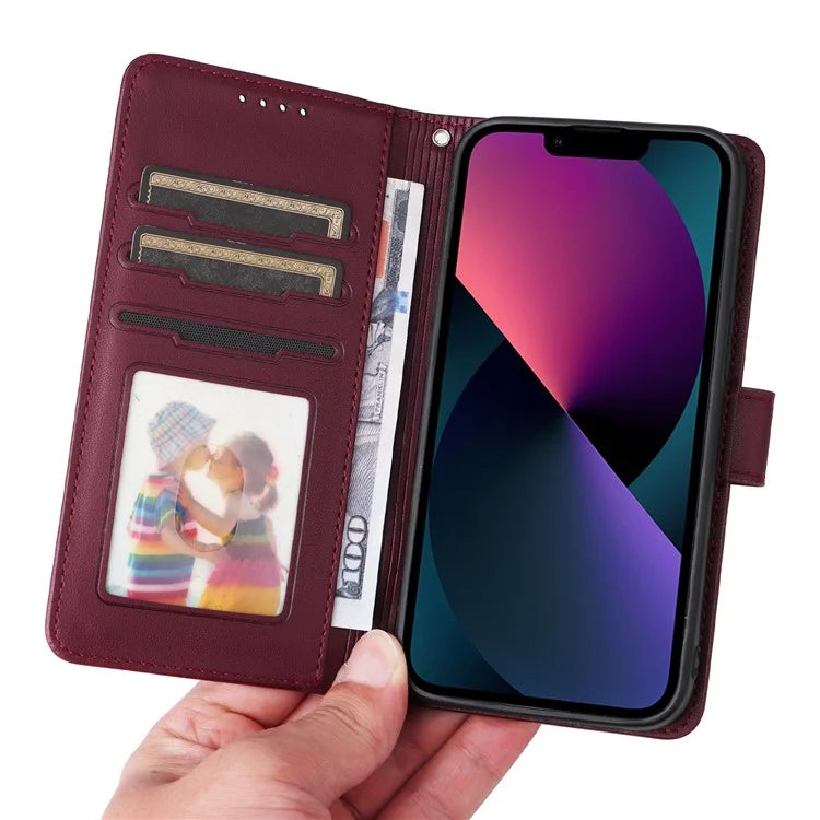 BETOPNICE 005 For iPhone 13 Case Detachable 2-in-1 Leather Cover Wallet Shell with Wrist Strap