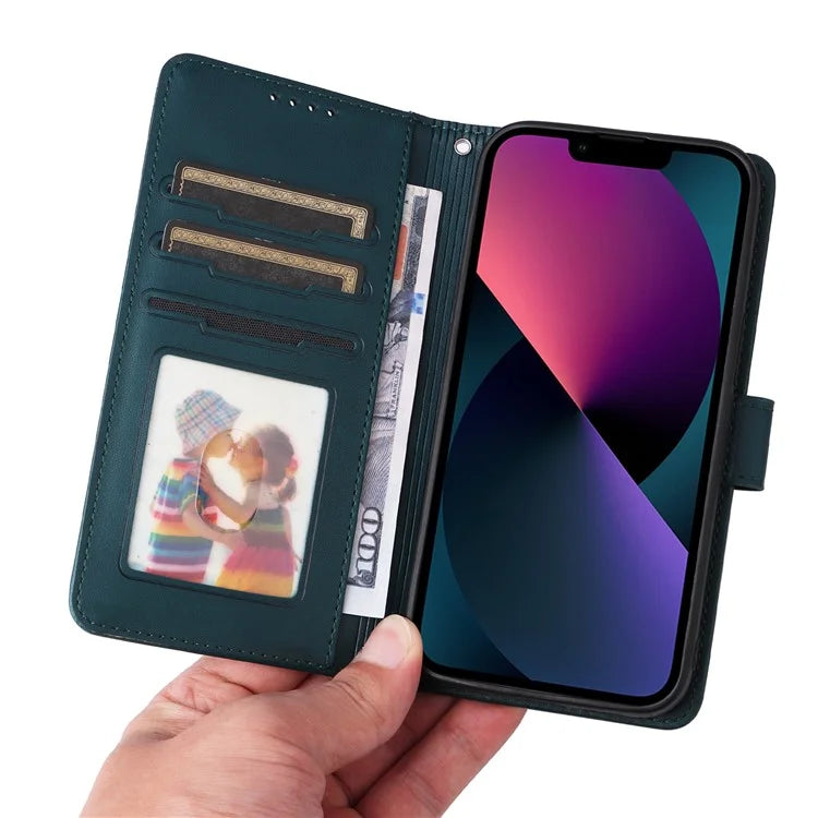 BETOPNICE 005 For iPhone 13 Case Detachable 2-in-1 Leather Cover Wallet Shell with Wrist Strap