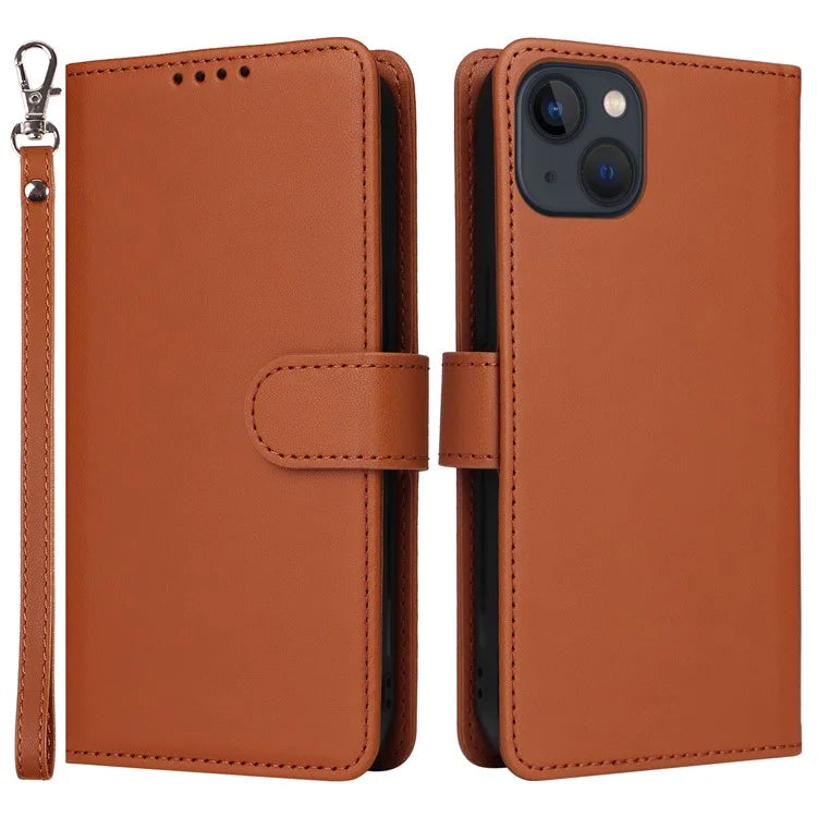 BETOPNICE 005 For iPhone 13 Case Detachable 2-in-1 Leather Cover Wallet Shell with Wrist Strap