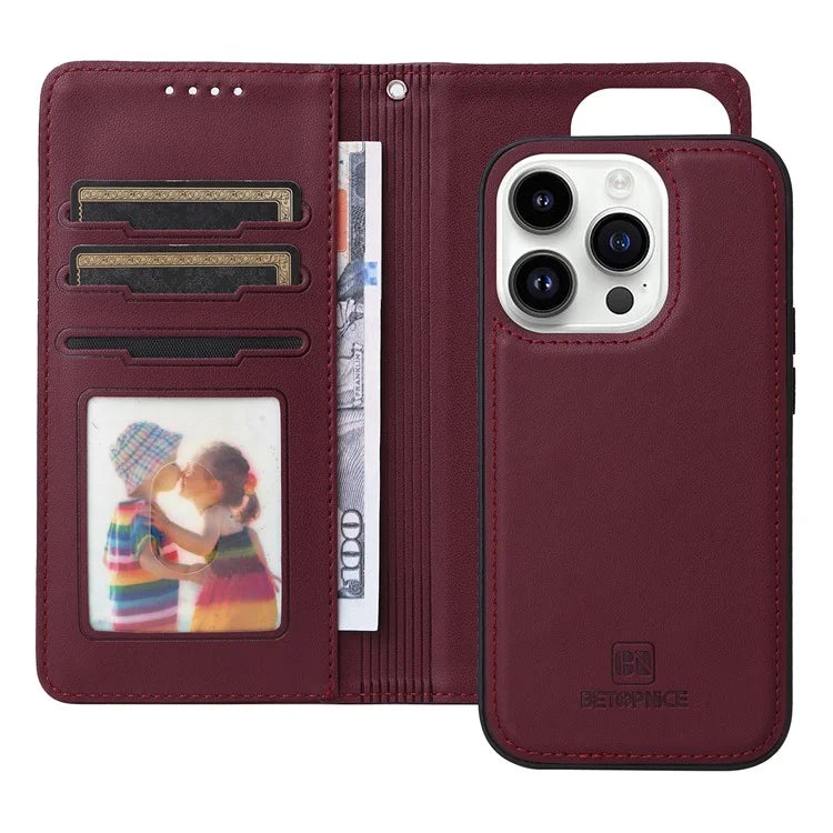 BETOPNICE 005 For iPhone 14 Pro Case Detachable 2-in-1 PU Leather Folio Flip Shell