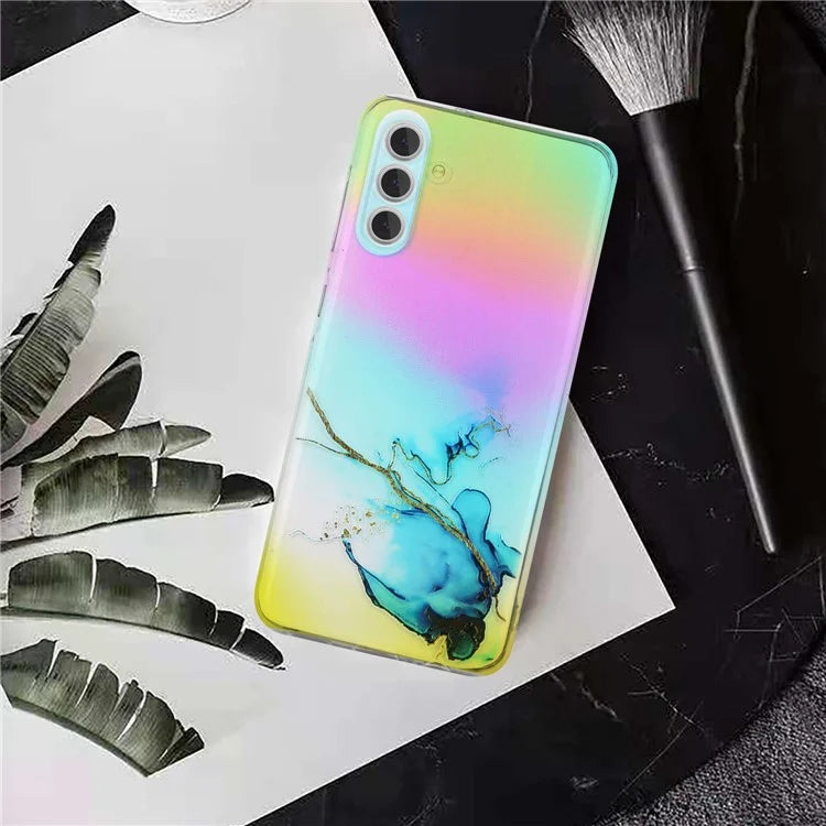For Samsung Galaxy S24 TPU Case Laser Marble Pattern Embossing Phone Cover
