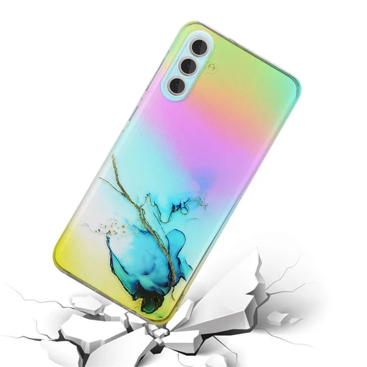 For Samsung Galaxy S24+ Case Marble Pattern Colorful Laser TPU Phone Cover