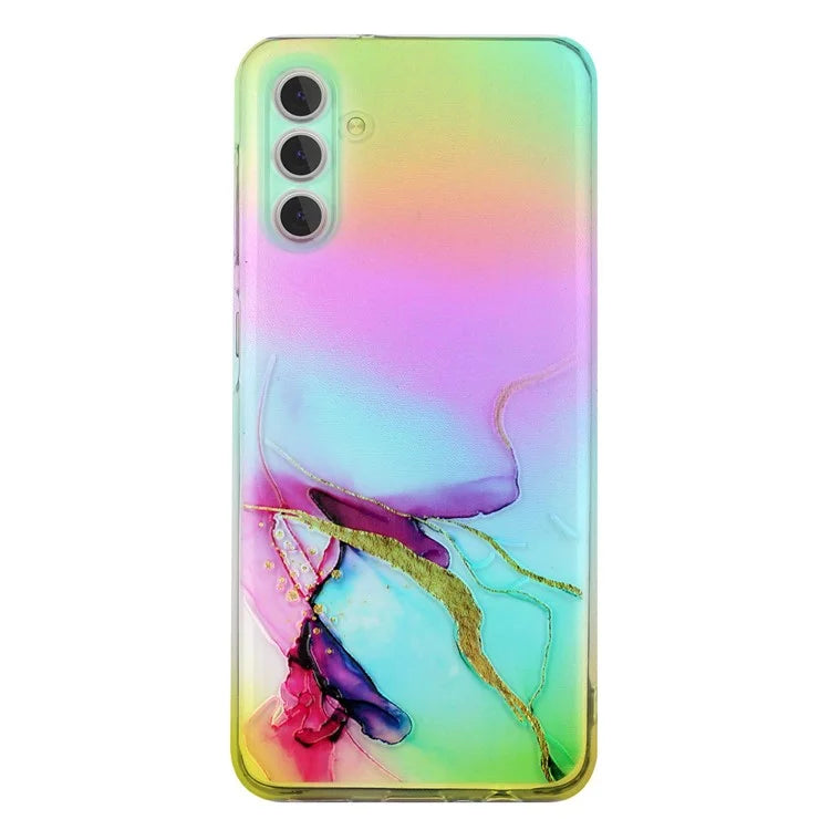 For Samsung Galaxy S24+ Case Marble Pattern Colorful Laser TPU Phone Cover
