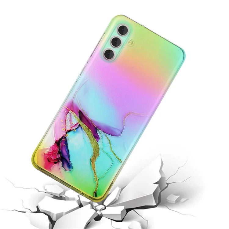 For Samsung Galaxy S24+ Case Marble Pattern Colorful Laser TPU Phone Cover