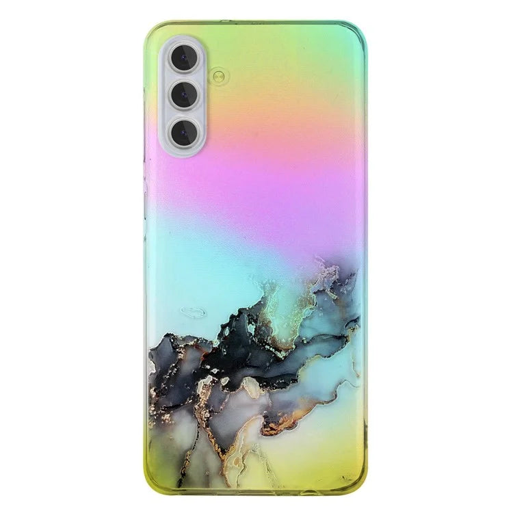 For Samsung Galaxy S24+ Case Marble Pattern Colorful Laser TPU Phone Cover