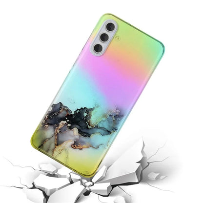 For Samsung Galaxy S24+ Case Marble Pattern Colorful Laser TPU Phone Cover