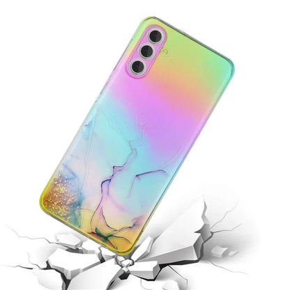 For Samsung Galaxy S24+ Case Marble Pattern Colorful Laser TPU Phone Cover