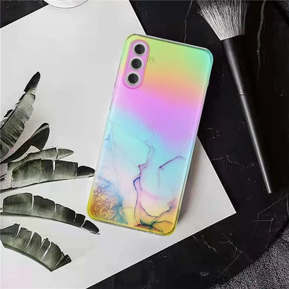 For Samsung Galaxy S24+ Case Marble Pattern Colorful Laser TPU Phone Cover