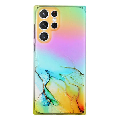 For Samsung Galaxy S24 Ultra TPU Case Marble Pattern Phone Cover with Colorful Laser
