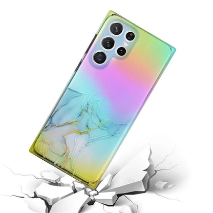 For Samsung Galaxy S24 Ultra TPU Case Marble Pattern Phone Cover with Colorful Laser