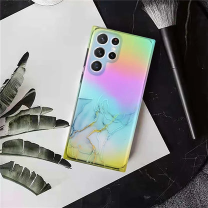 For Samsung Galaxy S24 Ultra TPU Case Marble Pattern Phone Cover with Colorful Laser
