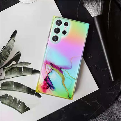 For Samsung Galaxy S24 Ultra TPU Case Marble Pattern Phone Cover with Colorful Laser