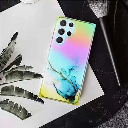 For Samsung Galaxy S24 Ultra TPU Case Marble Pattern Phone Cover with Colorful Laser