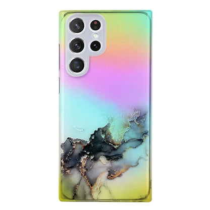 For Samsung Galaxy S24 Ultra TPU Case Marble Pattern Phone Cover with Colorful Laser