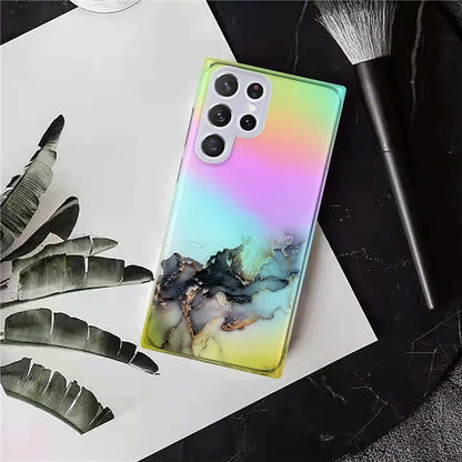 For Samsung Galaxy S24 Ultra TPU Case Marble Pattern Phone Cover with Colorful Laser