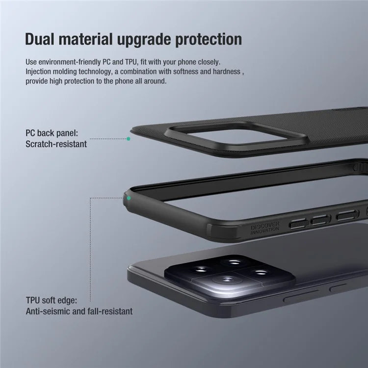 NILLKIN Super Frosted Shield Pro for Xiaomi 14 PC+TPU Matte Cover Anti-Fingerprint Phone Case