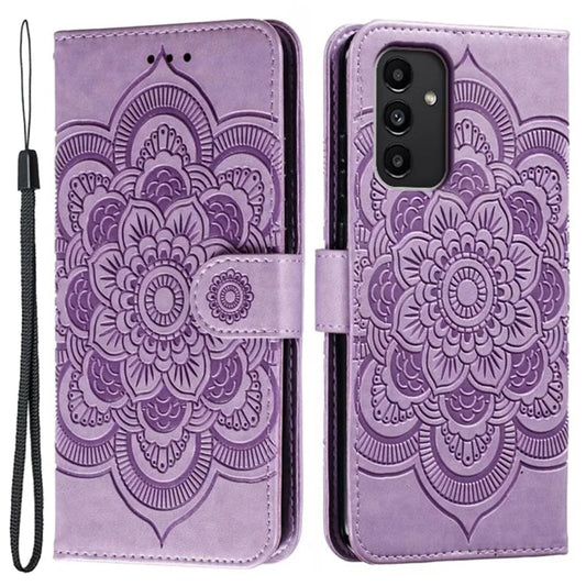 For Samsung Galaxy A24 4G (162.1 x 77.6 x 8.3mm) Case PU Leather Wallet Stand Phone Shell Imprinted Anti-drop Cover