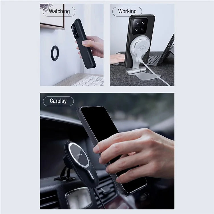 NILLKIN Frosted Shield Pro for Xiaomi 14 Case Magnetic Anti-drop PC+TPU Phone Cover