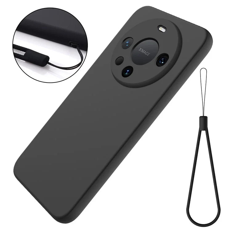 For Huawei Mate 60 Pro Case Liquid Silicone Phone Shell Slim-Fit Phone Cover with Strap