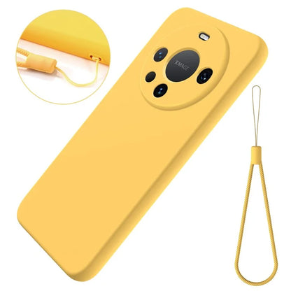 For Huawei Mate 60 Pro Case Liquid Silicone Phone Shell Slim-Fit Phone Cover with Strap