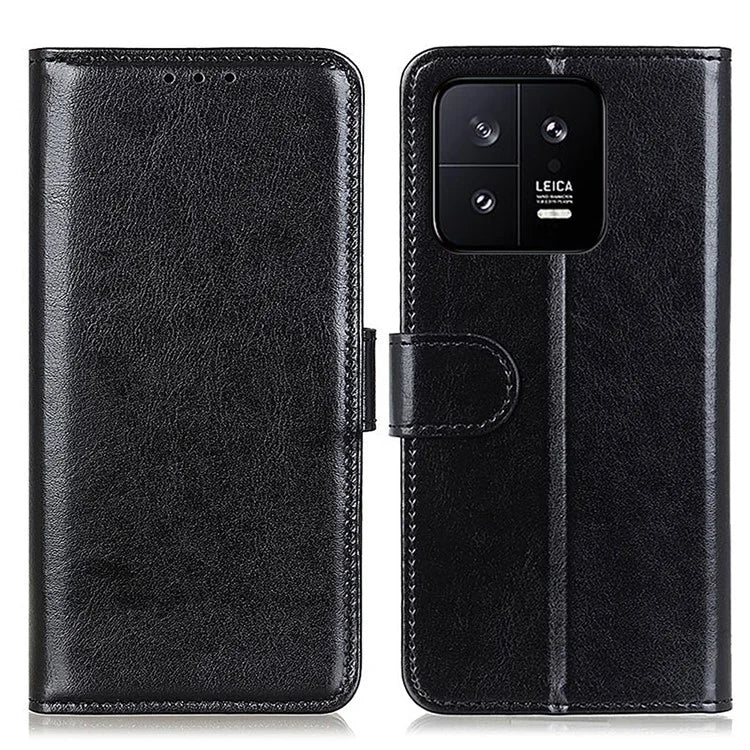 For Xiaomi 14 Case Crazy Horse Texture Phone Cover Magnetic Clasp PU Leather Wallet Shell