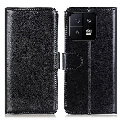 For Xiaomi 14 Case Crazy Horse Texture Phone Cover Magnetic Clasp PU Leather Wallet Shell