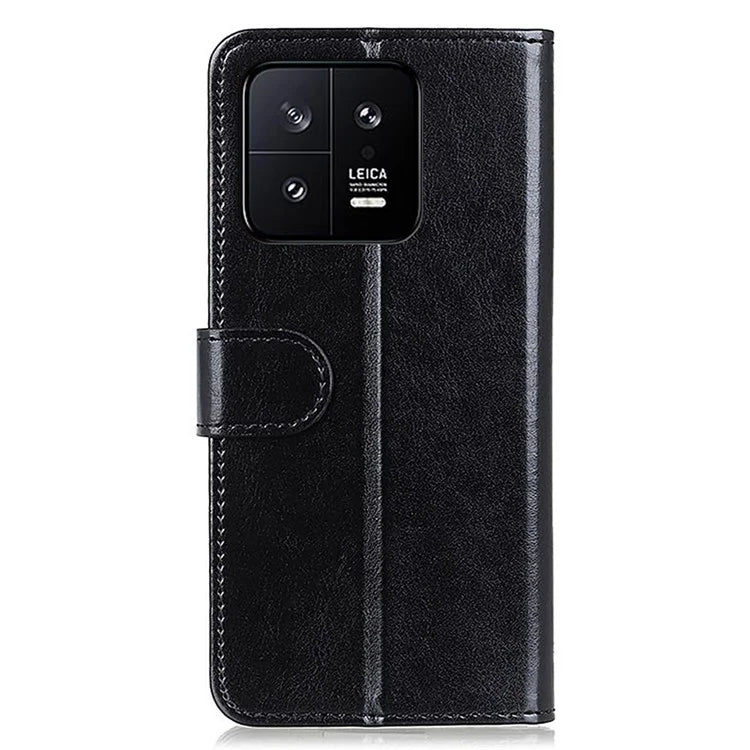 For Xiaomi 14 Case Crazy Horse Texture Phone Cover Magnetic Clasp PU Leather Wallet Shell