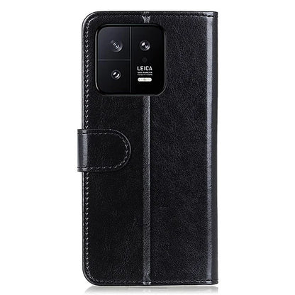For Xiaomi 14 Case Crazy Horse Texture Phone Cover Magnetic Clasp PU Leather Wallet Shell