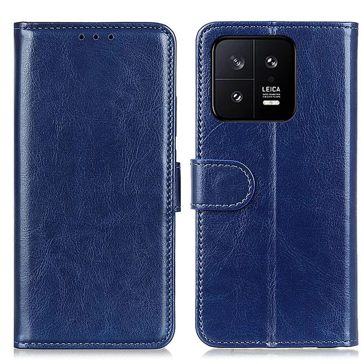 For Xiaomi 14 Case Crazy Horse Texture Phone Cover Magnetic Clasp PU Leather Wallet Shell