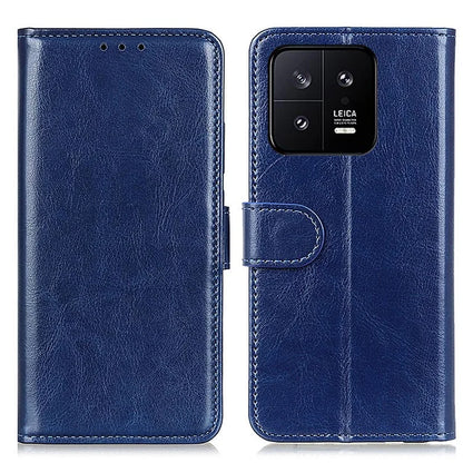 For Xiaomi 14 Case Crazy Horse Texture Phone Cover Magnetic Clasp PU Leather Wallet Shell