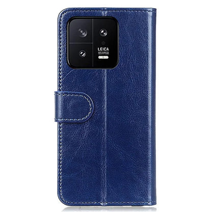 For Xiaomi 14 Case Crazy Horse Texture Phone Cover Magnetic Clasp PU Leather Wallet Shell