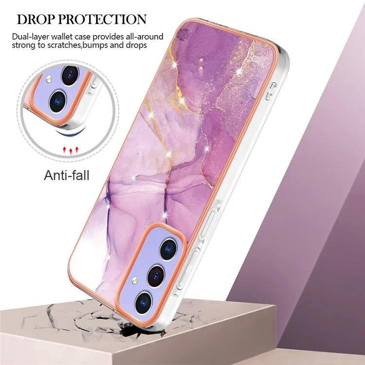 YB IMD Series-2 For Samsung Galaxy A15 5G Case Electroplating Marble Pattern Phone Cover