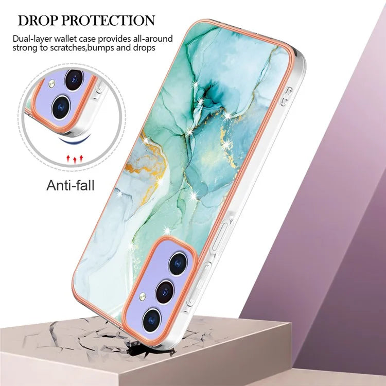 YB IMD Series-2 For Samsung Galaxy A15 5G Case Electroplating Marble Pattern Phone Cover