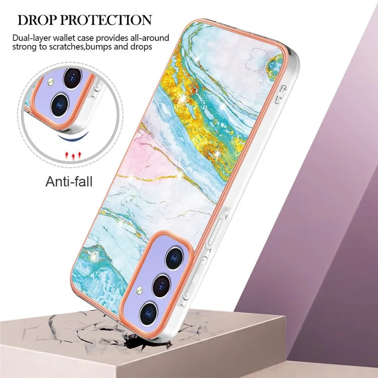 YB IMD Series-2 For Samsung Galaxy A15 5G Case Electroplating Marble Pattern Phone Cover