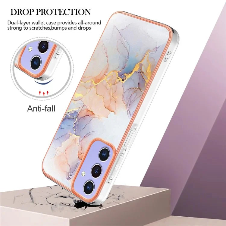 YB IMD Series-1 For Samsung Galaxy A15 5G Case Pattern Plating Frame Design Phone Cover