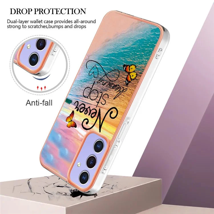 YB IMD Series-1 For Samsung Galaxy A15 5G Case Pattern Plating Frame Design Phone Cover