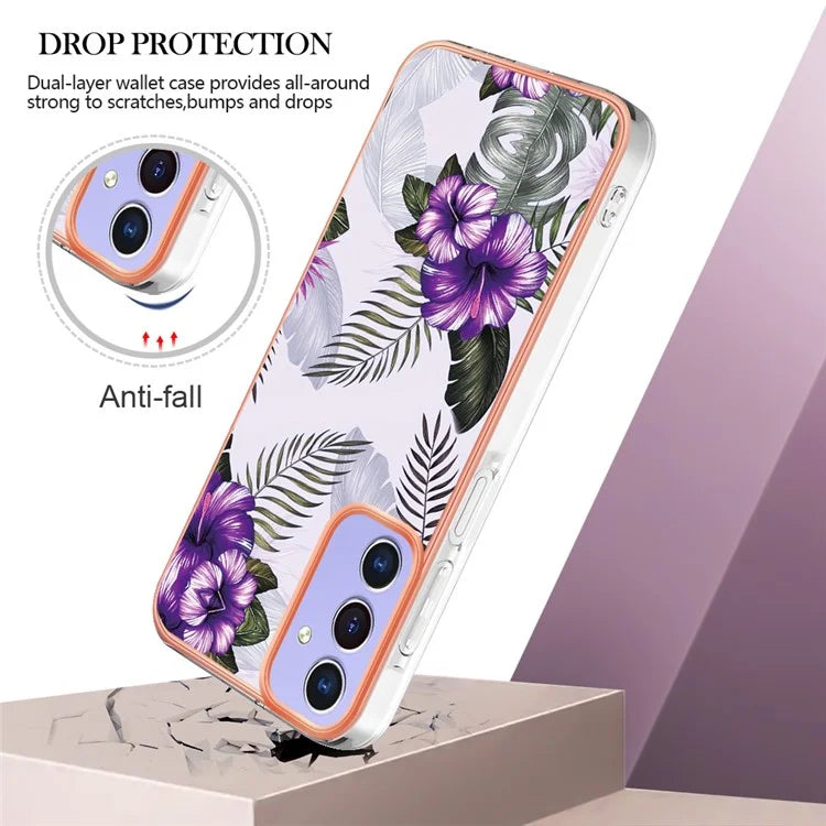 YB IMD Series-1 For Samsung Galaxy A15 5G Case Pattern Plating Frame Design Phone Cover