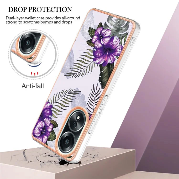 YB IMD Series-1 For Oppo A58 4G Case Electroplating Pattern TPU Phone Cover